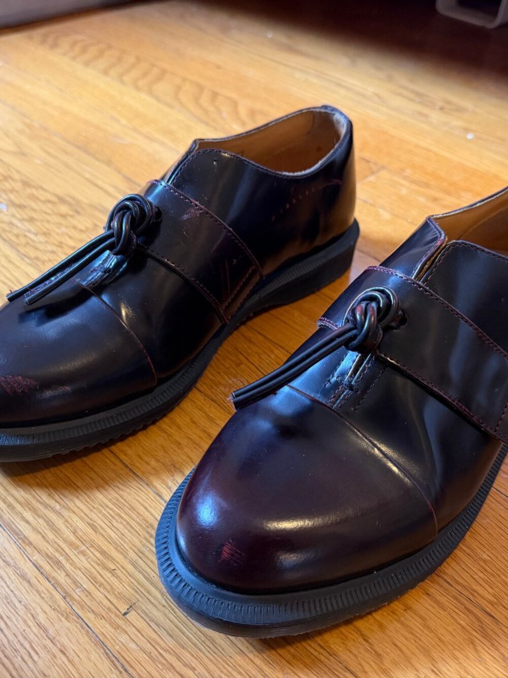 Dr. Martens Burgundy Leather Tassel Loafers - Picture 2 of 15